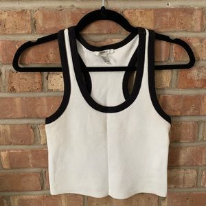 white and black tank crop top/tank top